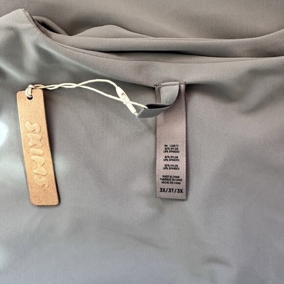 Skims Lace Up Mini Dress Women's Gray Long Sleeve One Sleeve Stretch Plus Sz 3X - Picture 5 of 6